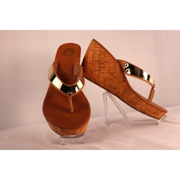Juicy Couture Women's Cork Wedge Sandals‎ with Gold Accents Size 9.5 - Picture 3 of 10